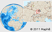 Shaded Relief Location Map of Böblingen, highlighted parent region, highlighted grandparent region