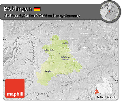 Physical Map of Böblingen, lighten, desaturated