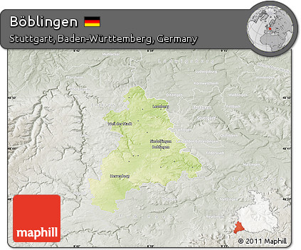 Physical Map of Böblingen, lighten, semi-desaturated