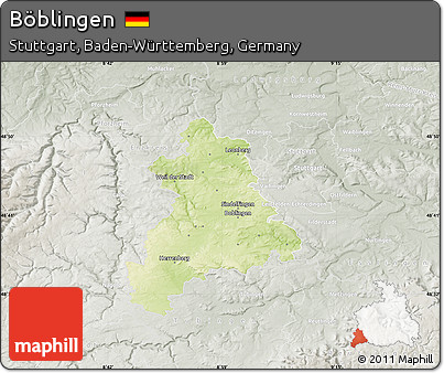 Physical Map of Böblingen, lighten, semi-desaturated