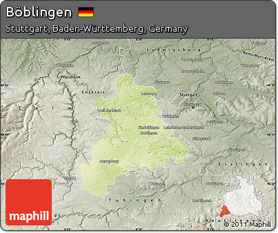 Physical Map of Böblingen, semi-desaturated