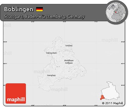Silver Style Map of Böblingen, single color outside
