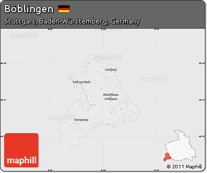 Silver Style Map of Böblingen, single color outside