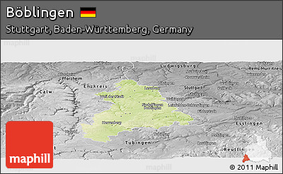 Physical Panoramic Map of Böblingen, desaturated