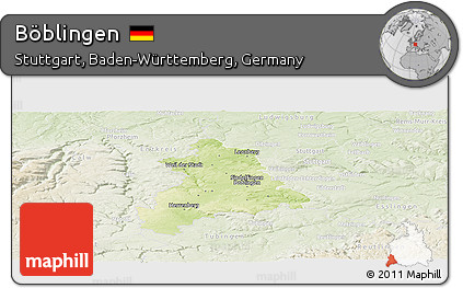 Physical Panoramic Map of Böblingen, lighten