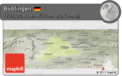 Physical Panoramic Map of Böblingen, semi-desaturated