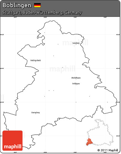 Blank Simple Map of Böblingen, cropped outside