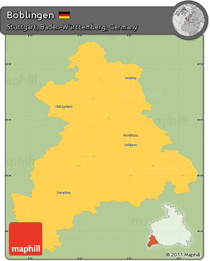 Savanna Style Simple Map of Böblingen, single color outside