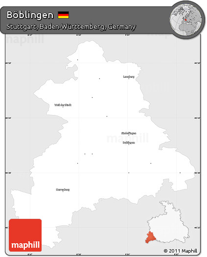 Silver Style Simple Map of Böblingen, single color outside