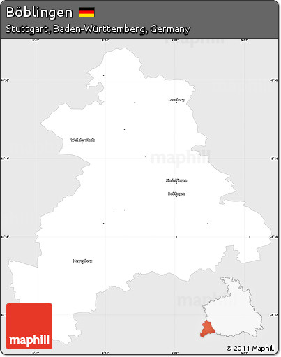 Silver Style Simple Map of Böblingen, single color outside