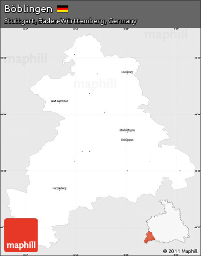 Silver Style Simple Map of Böblingen, single color outside