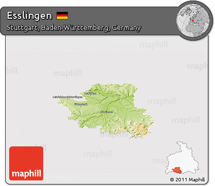 Physical 3D Map of Esslingen, cropped outside
