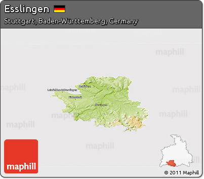 Physical 3D Map of Esslingen, cropped outside