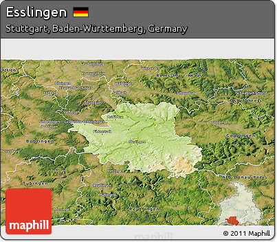 Physical 3D Map of Esslingen, satellite outside