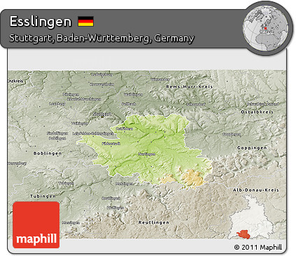 Physical 3D Map of Esslingen, semi-desaturated