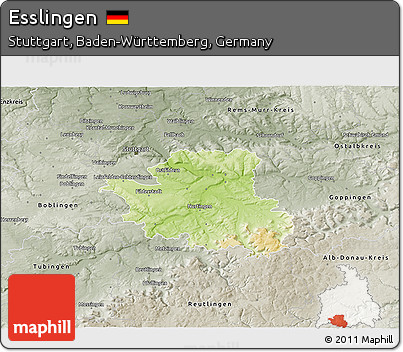 Physical 3D Map of Esslingen, semi-desaturated