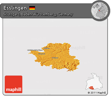 Political 3D Map of Esslingen, single color outside