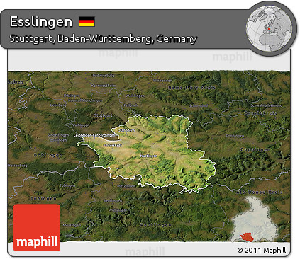 Satellite 3D Map of Esslingen, darken