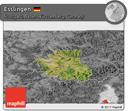 Satellite 3D Map of Esslingen, desaturated