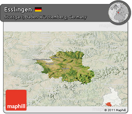 Satellite 3D Map of Esslingen, lighten