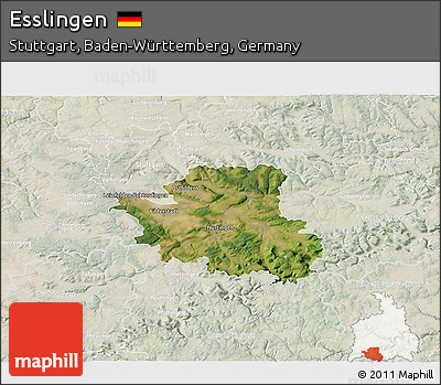 Satellite 3D Map of Esslingen, lighten