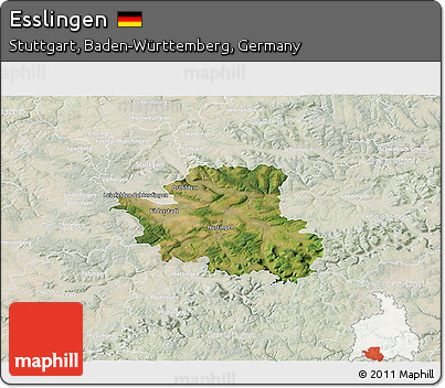 Satellite 3D Map of Esslingen, lighten