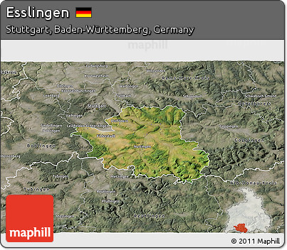 Satellite 3D Map of Esslingen, semi-desaturated