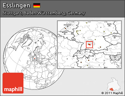 Blank Location Map of Esslingen, highlighted parent region