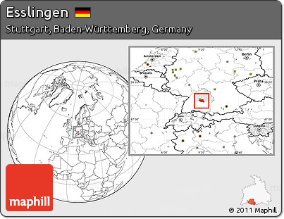 Blank Location Map of Esslingen, highlighted parent region