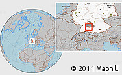 Gray Location Map of Esslingen, highlighted country, highlighted parent region, hill shading