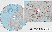 Gray Location Map of Esslingen, highlighted parent region, hill shading