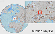 Gray Location Map of Esslingen, hill shading