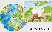Physical Location Map of Esslingen, highlighted country, highlighted grandparent region, within the entire country