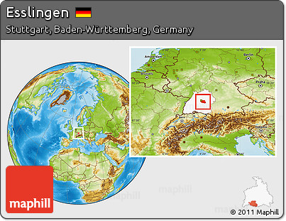 Physical Location Map of Esslingen, highlighted grandparent region