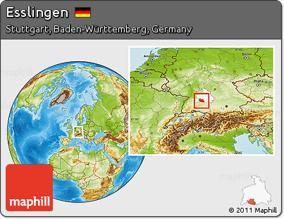 Physical Location Map of Esslingen, highlighted parent region