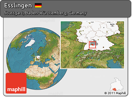 Satellite Location Map of Esslingen, highlighted country, highlighted parent region