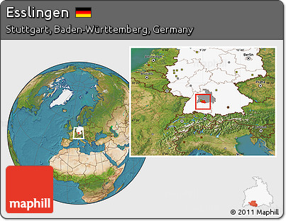 Satellite Location Map of Esslingen, highlighted country, highlighted parent region
