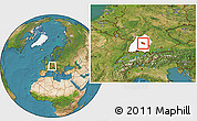 Satellite Location Map of Esslingen, highlighted grandparent region