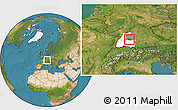 Satellite Location Map of Esslingen, highlighted parent region, highlighted grandparent region