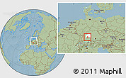 Savanna Style Location Map of Esslingen, highlighted parent region, within the entire country, hill shading