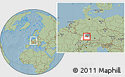 Savanna Style Location Map of Esslingen, highlighted parent region, highlighted grandparent region, within the entire country, hill shading