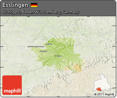 Physical Map of Esslingen, lighten