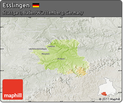 Physical Map of Esslingen, lighten, semi-desaturated