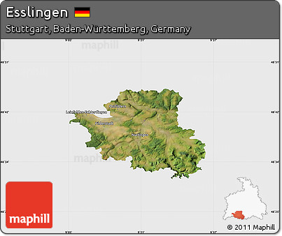 Satellite Map of Esslingen, single color outside