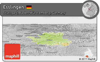 Physical Panoramic Map of Esslingen, desaturated