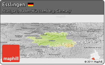 Physical Panoramic Map of Esslingen, desaturated