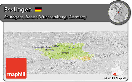 Physical Panoramic Map of Esslingen, lighten, desaturated