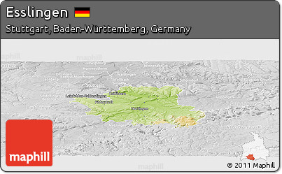 Physical Panoramic Map of Esslingen, lighten, desaturated