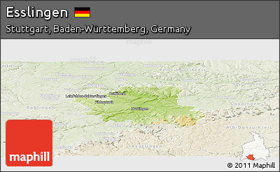 Physical Panoramic Map of Esslingen, lighten