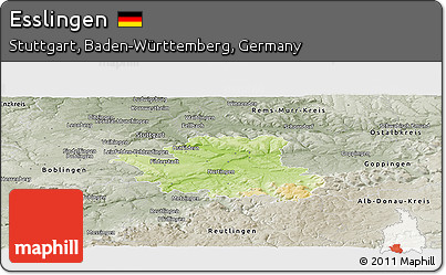 Physical Panoramic Map of Esslingen, semi-desaturated
